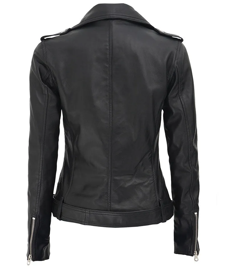 Women's Asymmetrical Biker Leather Jacket