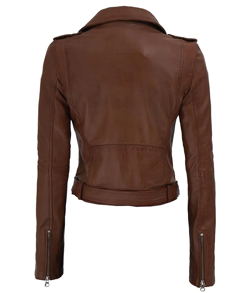 Women's Asymmetrical Biker Leather Jacket