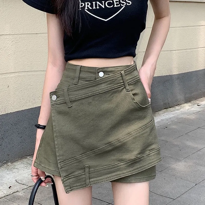 Women's Loose And Irregular High Waist Denim Shorts