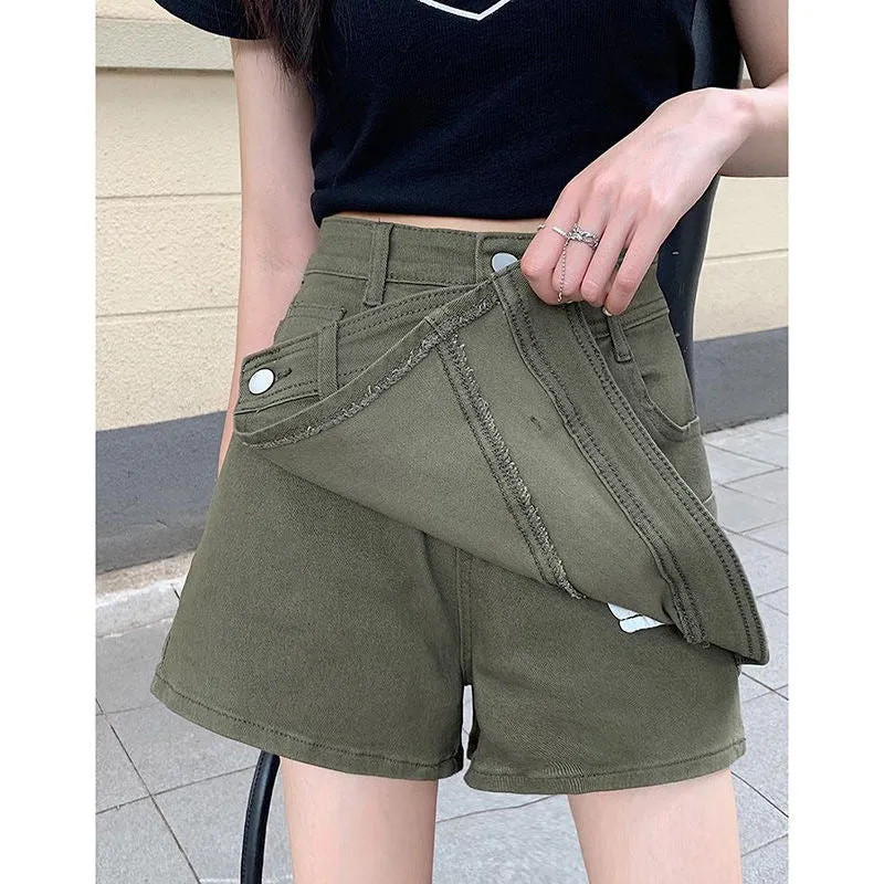 Women's Loose And Irregular High Waist Denim Shorts